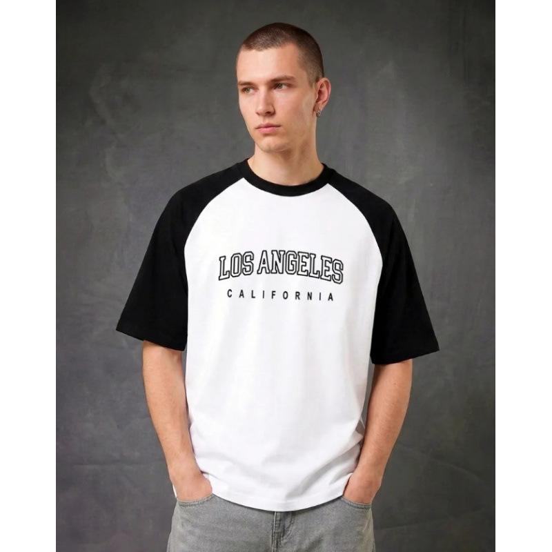 Cotton American Short Sleeve Shoulder T-Shirt Women's Bottom Shirt Loose Top