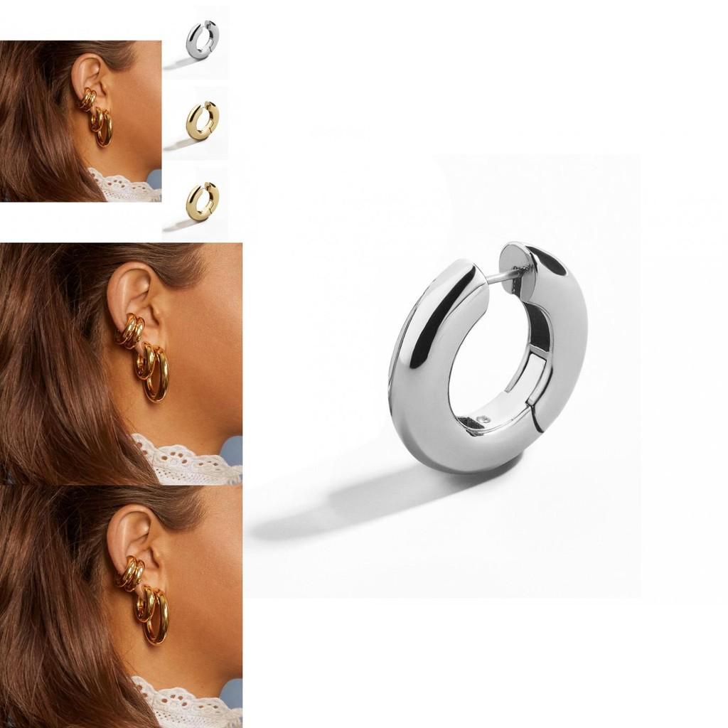 Fashion Copper Hoop Earrings For Women Trendy Geometric Design For Street Style