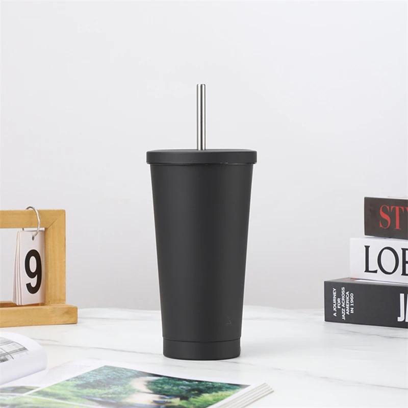 Vacuum Straw Cup with Handle – Stainless Steel Double Insulation Cup with Lid Portable Travel Mug for Outdoor Activities