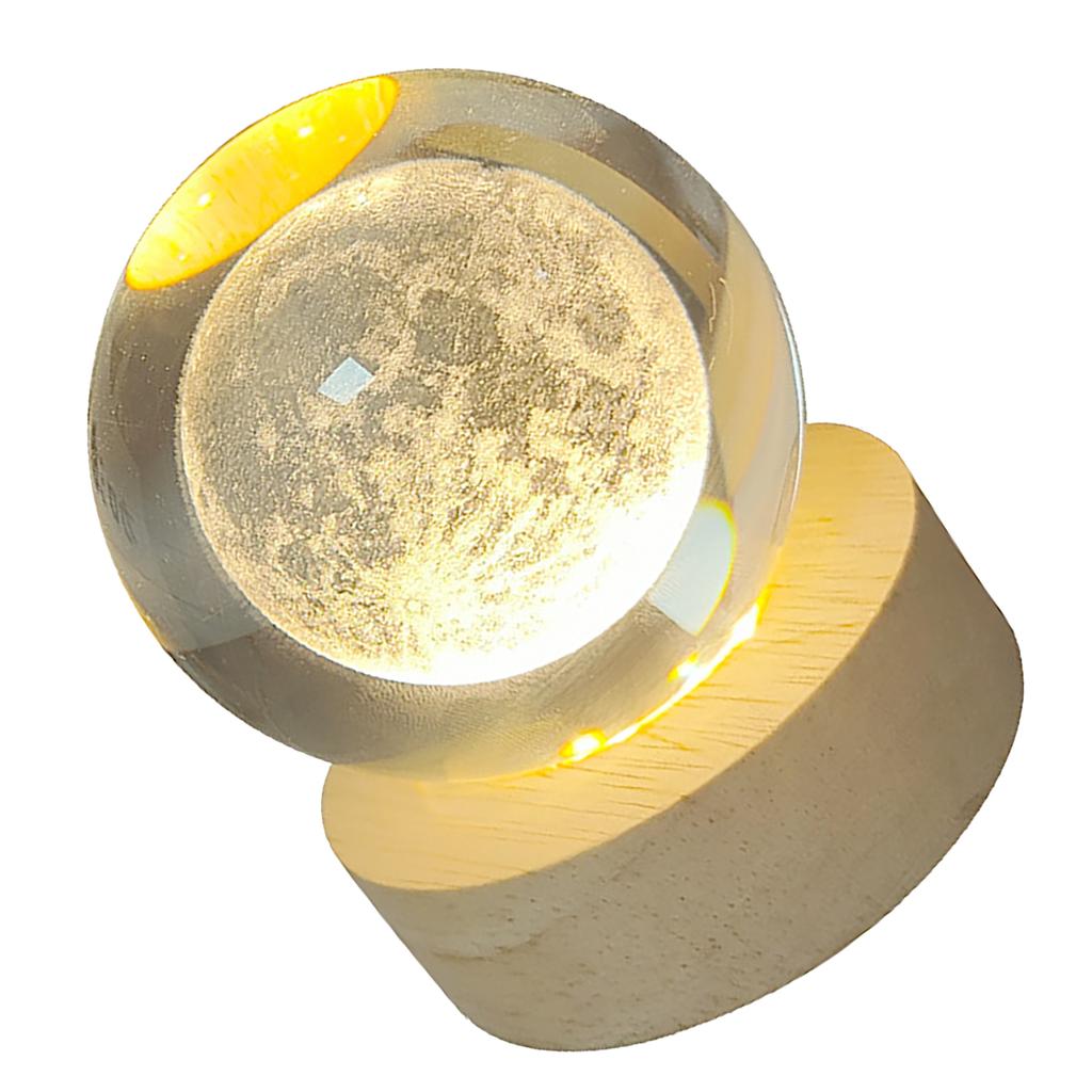 3D Moon Crystal Ball Lamp 1.5W USB Powered 3000K Warm Light Romantic Vibe Decorative Glass Ball Night Light for Home
