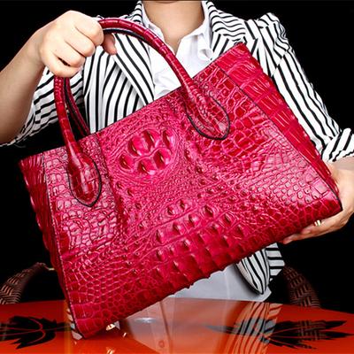 Nuove Borse da Donna in Vera Pelle di Coccodrillo Borsa a Mano Portatile a Spalla Messenger da Donna in Pelle Autentica Borse Tote Rosse di Marca alla Moda