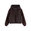 Autumn and winter light and wavy cotton-padded clothes loose short casual sweater sleeves jacket splicing hooded ribs cotton-padded clothes women