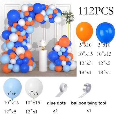 Blue Theme Balloons Arch Kit Orange White Baby Blue Balloon Garland Birthday Party Baby Shower Graduation Retirement Decoration
