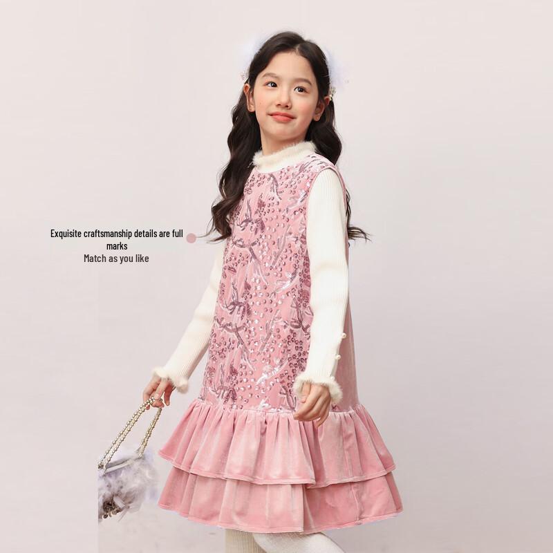 Girls' Sequin Velvet Party Dress