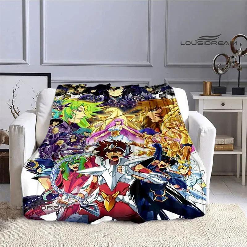 Knights of the Zodiac Cartoon Printed Throw Blanket Soft Flannel Warm Cozy Perfect for Home Travel Birthday Gift