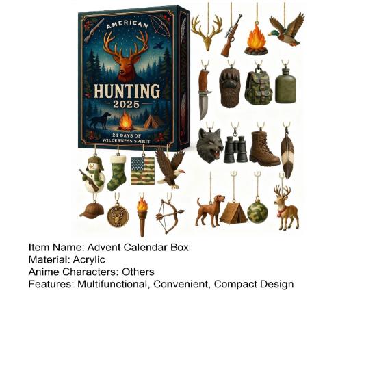 American Hunting Advent Calendar 2025 24-Day Countdown Box for Christmas Fun Multifunctional Holiday Decoration for Kids