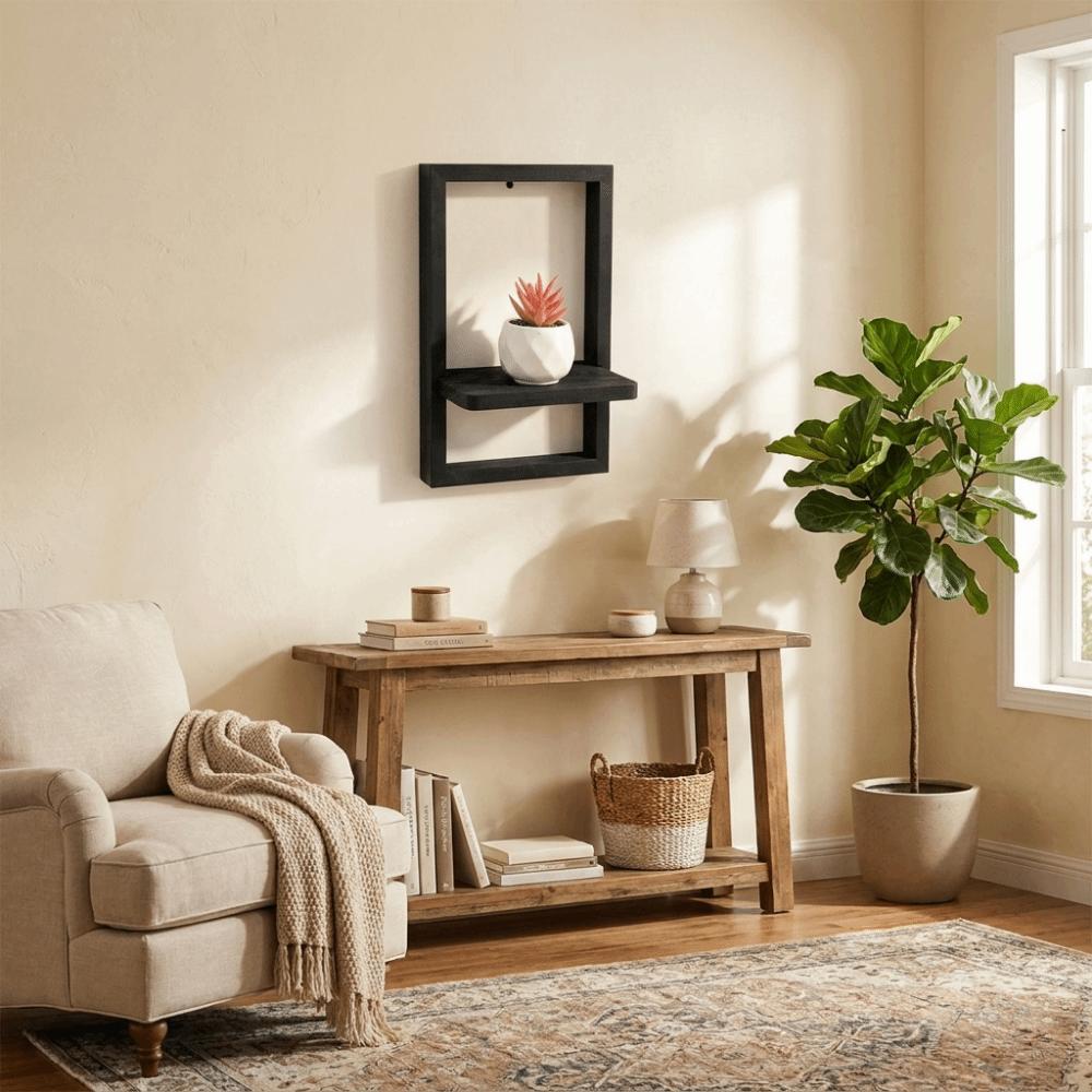 Square Shape Wall Floating Hanger Decorative Wall Mounted Shelf Plant Display Shelf  Kitchen