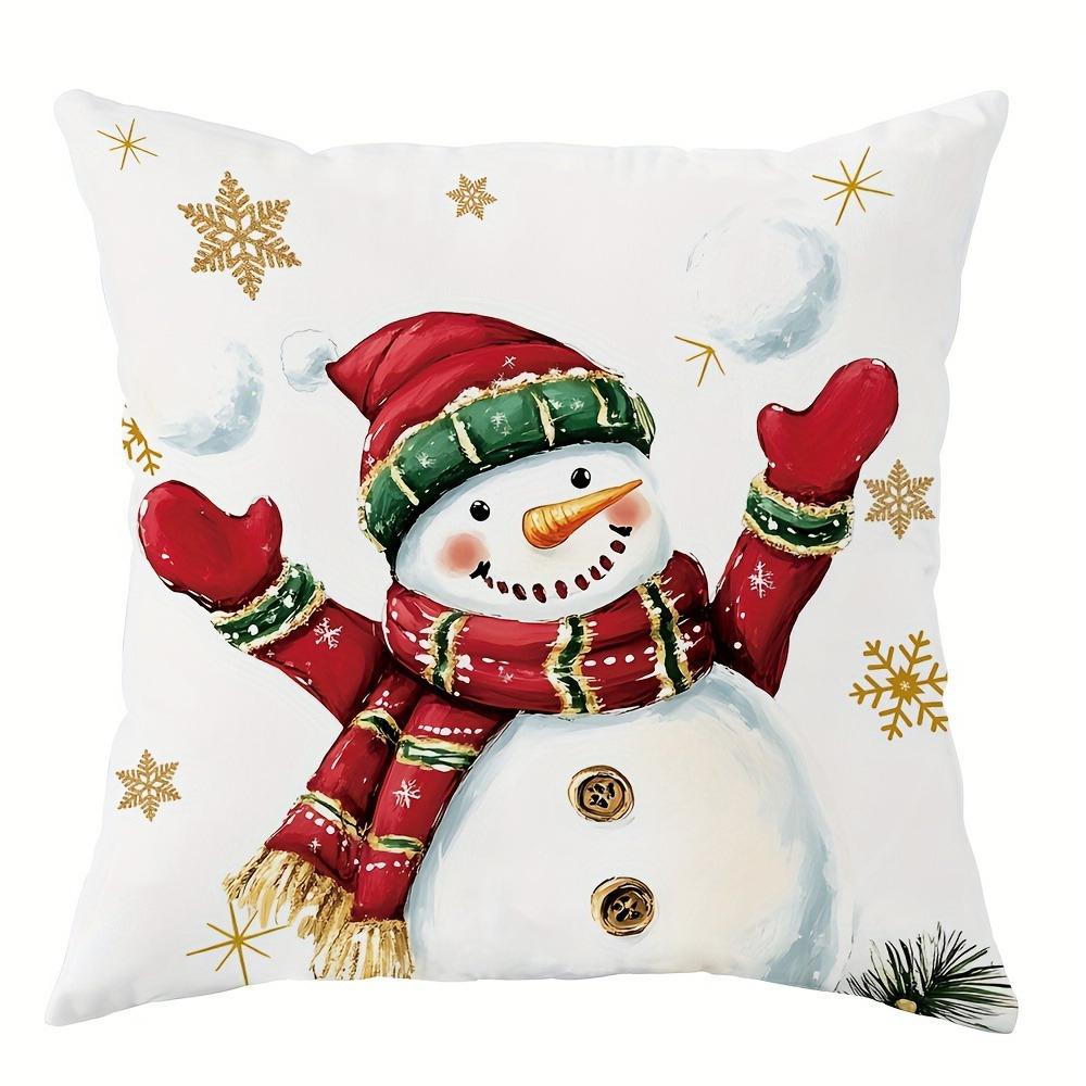 Christmas Decoration Pillowcase Santa Claus Carriage Snowman Christmas Tree Pattern Suitable for Home Room Sofa Cushion Cover