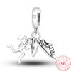 New 925 Silver Badminton Dumbbell Football Basketball Runner Sports Style Beads Fit New Charms Bracelet Jewelry 