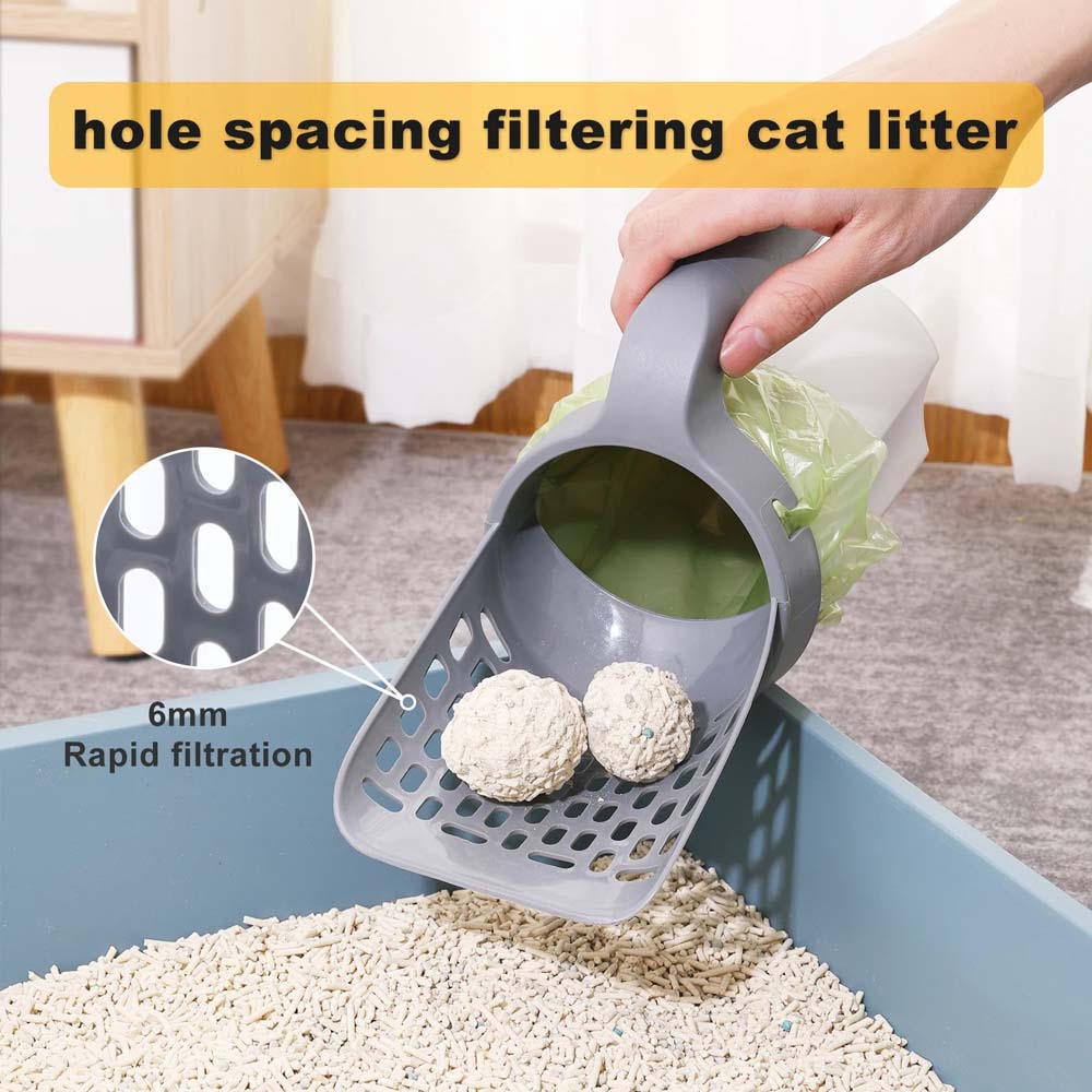 The All-in-one Litter Scooper Comes With a Roll of Garbage Bags, Making It Easy To Use and Remove Litter Clumps