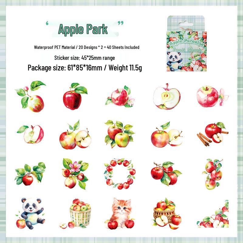 ZABC Transparent Boxed PET Die-cut Stickers - Fresh Fruit Diary Series, 40 Pieces