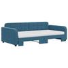 VidaXL Daybed with Trundle Bed and Mattress Blue 100x200 Cm Velvet 3196959