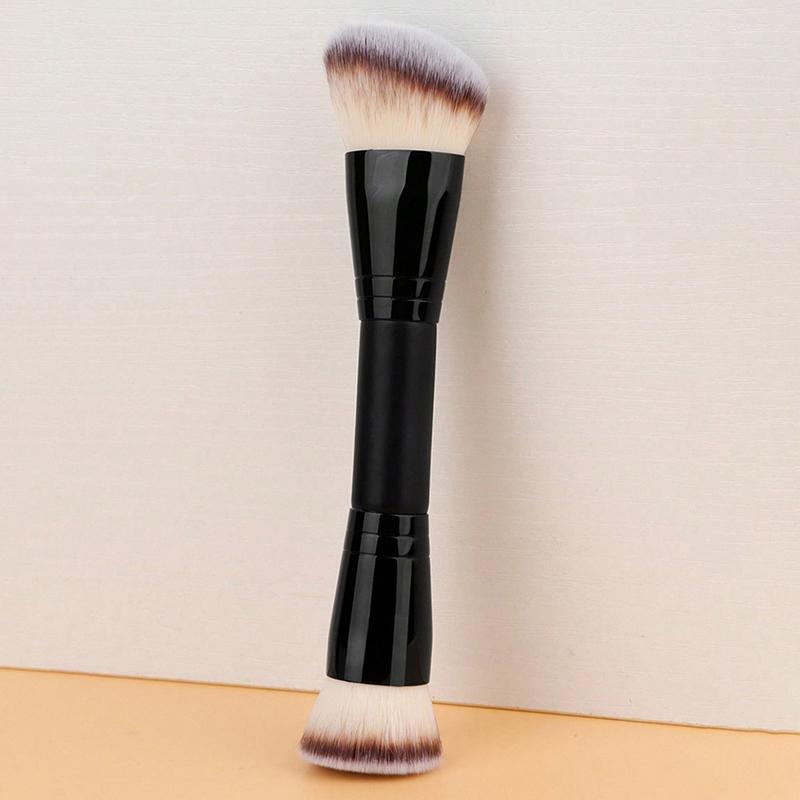 2 In 1 Professional Double Ended Makeup Brush Large Round Head And Handle For Foundation Concealer Setting Travel Make Up Tool