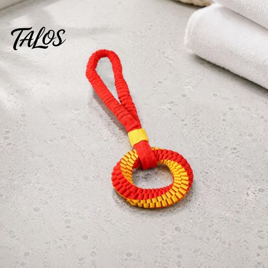 Durable Dog Tug Toys Bungee Toy, Woven Ring with Long Handle, Interactive Chew Teeth Tear Resistant Cleaning Toy for Medium Large Dogs, Dental Care of