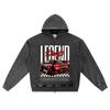 DTG Print Knitted Denim Zip-Up Hoodie Legend Drift Urban Streetwear Brother Print Zipper Hoodies  