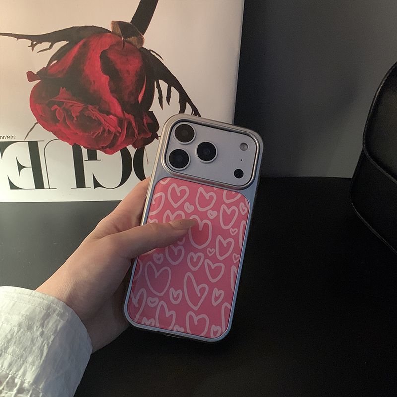 ins Korean foundation love applies to Apple 16/17Pro mobile phone case IP15 Epoxy water condensation 14/13 large hole cover