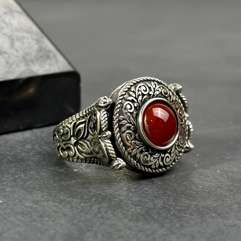 Retro Ethnic Style Ring Men's Carved Ring European and American Trend Jewelry