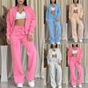 Women's New Fashion Casual Set Solid Long Sleeve Hoodie Zipper Pants Two Piece Outfit