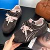 Retro Versatile Mandarin Duck Shoelaces Inner Height Increase Maillard Dexun Shoes Women's 2025 Autumn New Fashionable Versatile Jogging Shoes