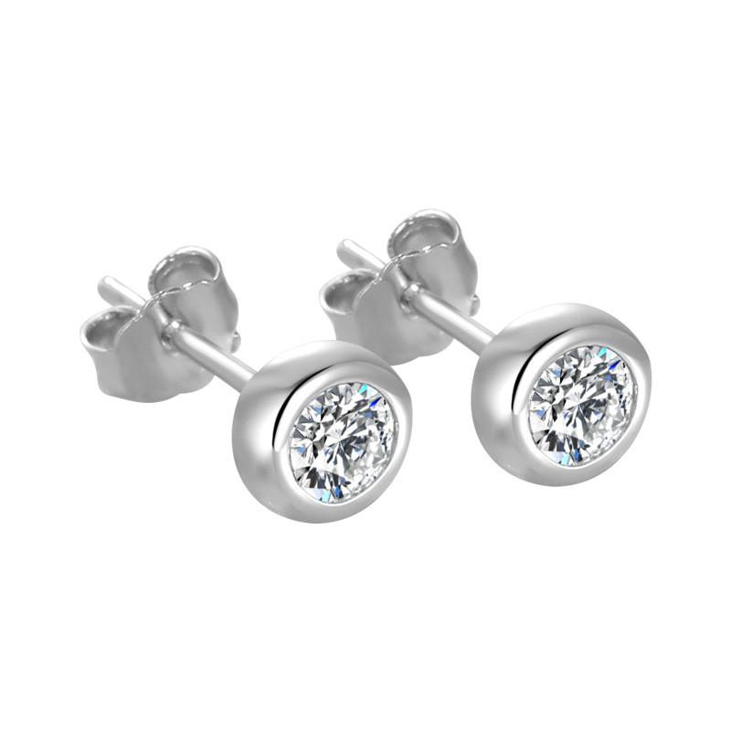 Stud Earrings For Women And Men Silver Plated Bubble Cubic Zirconia Round Stone Simple Earrings Small Fashion Jewelry CCE631