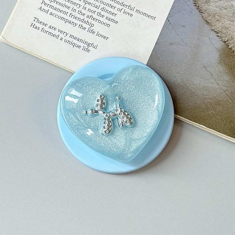 Korean Style Heart Glitter Rhinestone Puppy Phone Holder & Magnetic Finger Ring