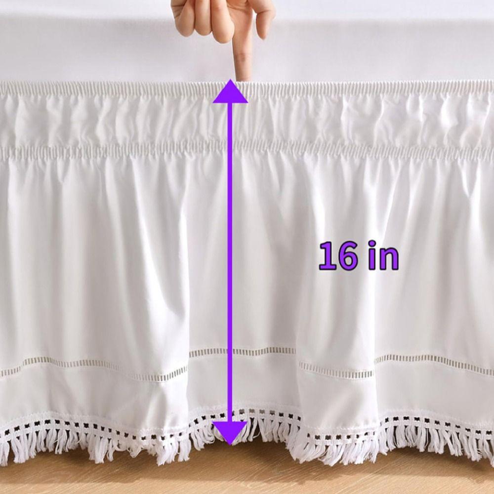 Stretchable Under-bed Covering Skirt Ruffled Bedspread White Fringed Bed Skirt  Hotel