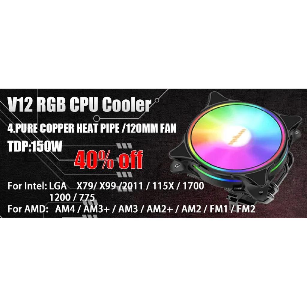 Adegrees B8 120MM CPU Air Cooler 4PIN PWM RGB PC Radiator Fan for Intel 2011 1700 1200 1150 1155 1156 X79 X99 AM3 AM4 Ventilador