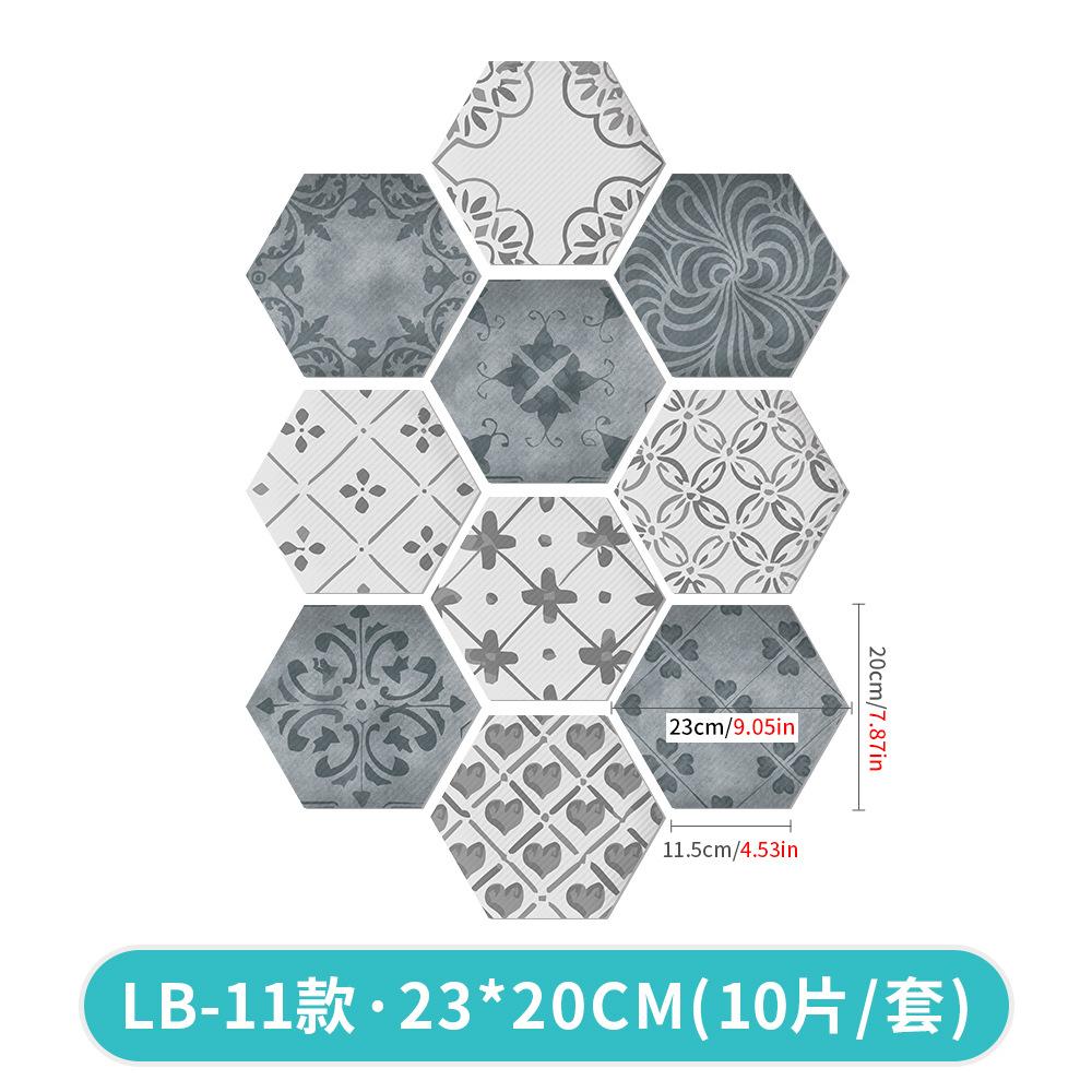 10Pcs Hexagon Floor Stickers PVC Self Adhesive Waterproof and Slip-resistant Wall Sticker For Bathroom Kitchen Wall Ground Decal