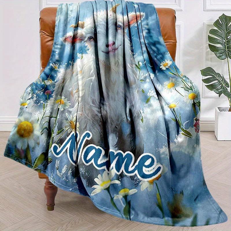 White Goat Customize Your Name Blanket Warm Comfortable And Soft Blankets Are Suitable For Home Lunch Break Blanket Office Sofa Sofa Gift To Relatives