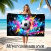 Soccer Theme Beach Towel Personalized Custom Name & Text Soft Quick Dry Beach Towel for Swimming Travel