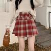 Red Plaid Wool A-Line Mini Skirt - Women's Plus Size, High Waist, Autumn/Winter 2025 Collection