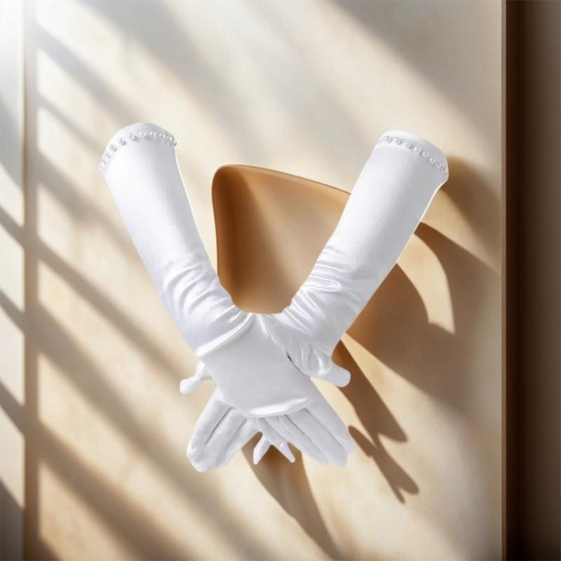 Kids White Gloves for Ceremony School Boys and Girls White Elastic Gloves for Dress Etiquette Gloves Stage Performances