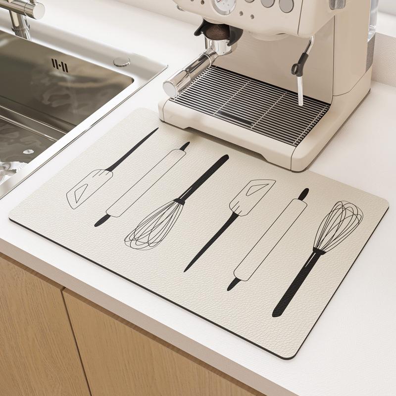 

Kitchen Drain Mat Modern Simple Suction Mat Bowl Water Control Table Mat Household Diatom Mud Wear-Resistant And Non-Slip Mat 30x40cm (diatom mud)