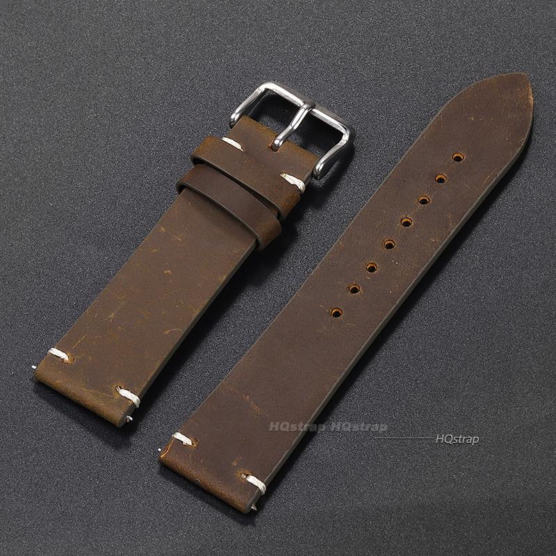 

Calfskin Leather Watchband 18mm 20mm 22mm 24mm Straps with Solid Butterfly Buckle Business Watch Band Stitching Cowhide Strap 18mm