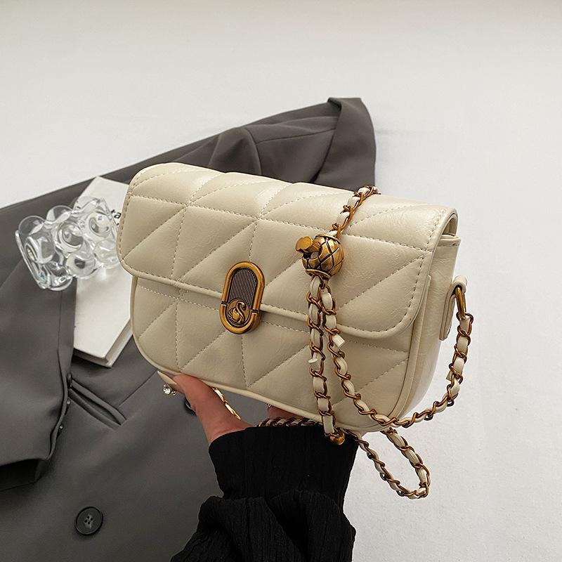 

High-value foreign-style small bag women s 2025 new trendy texture diamond fashion small square bag chain messenger bag белый