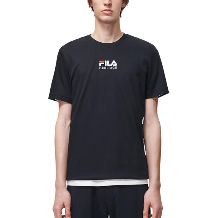 Fila T Shirts Men's Jet Black Crew Neck Moderate Straight Fit F11M318107FBK