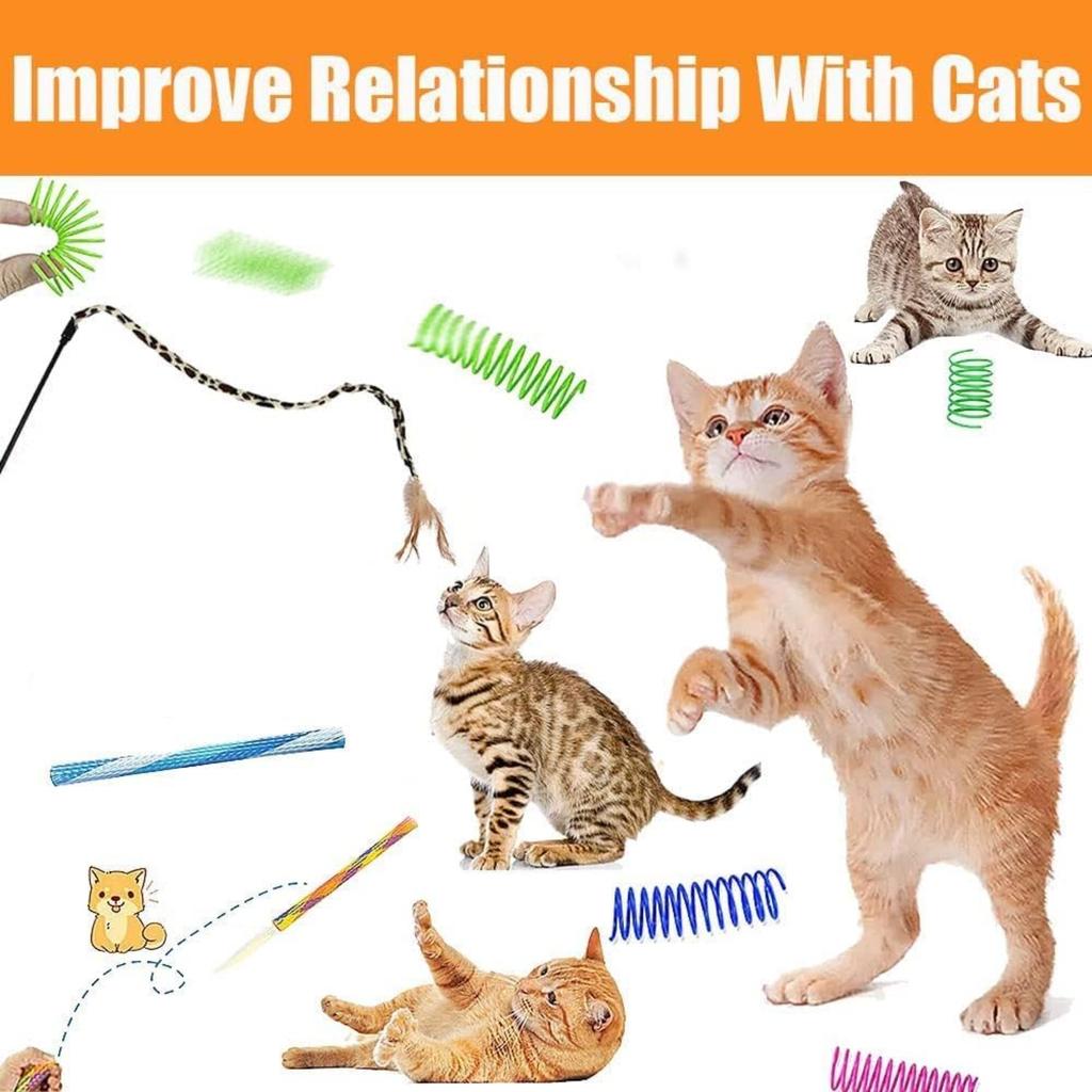 Speedy Panther 22 Pcs Cat Toys for Indoor Cats Adults Interactive Kitten Toys Cat Tunnel Mouse Feather Teaser Wand Spring Toy