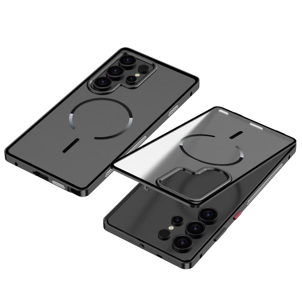 Samsung S26 Ultra Frosted Metal Frame Phone Case with Cooling Magnetic Ring - Exclusive Cross-Border Use