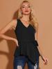 Allegra K Sleeveless Sweater Top with and Size XL Women's V-Neck Tie-Waist, Black,