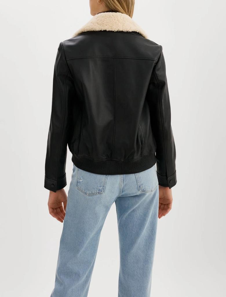 Real Soft Collared Black Lambskin Leather Motorcycle Casual Women's Jacket Biker Stylish