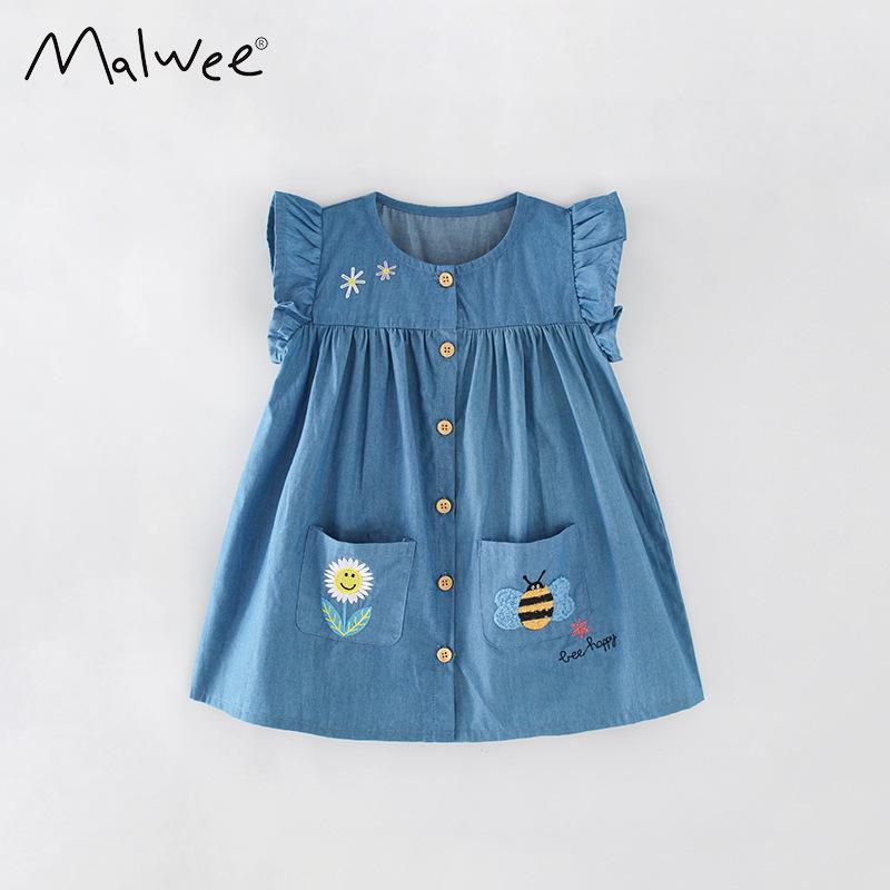 Spot Malwee Summer Dress: Stylish European & American Princess Dress for Little Girls