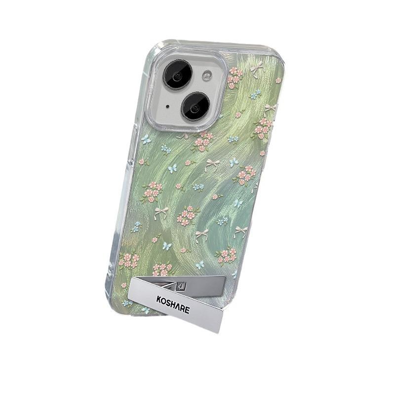 Suitable for Huawei Pura70pro Mobile Phone Case Vivox100 Smudged Floral Stand Oppo Feather Yarn Xiaomi 14/13