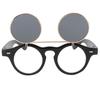 Personality Vintage Punk Style Flip Sunglasses Round Frame Flip Eyewear Eye GlassesBlack
