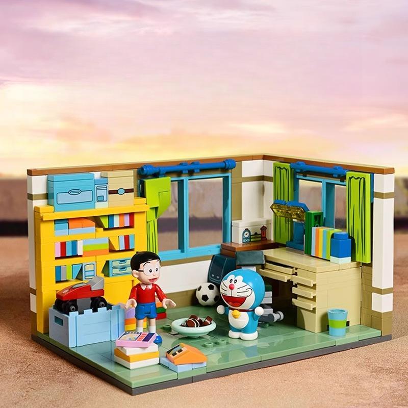 Keeppley Doraemon Series Building Blocks Cement Pipes Time Machine Puzzle Toys Children'S Toys Crayons Shin Chan Holiday Gifts