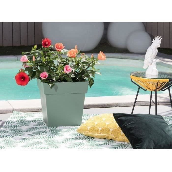 Pot de fleurs - TOSCANE - Plastique - Vert Laurier - Carré - 32x32xH32cm - 22L - EDA