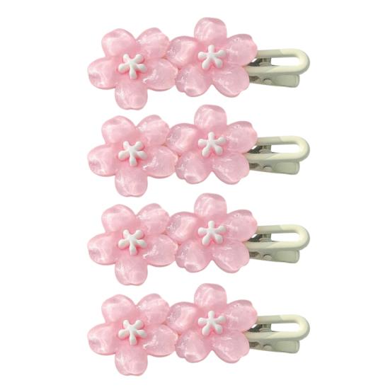 4 Stuks Meisjes Haarspeld Macaron Kleur Kersenbloesem Haarclips Parelmoer Textuur Stabiele Golvende Pony Haarspelden Haaraccessoires