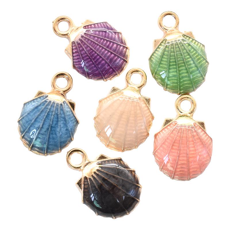 Multicolor Starfish & Seashell Conch Pendant — Marine Life DIY Alloy Jewelry Accessory