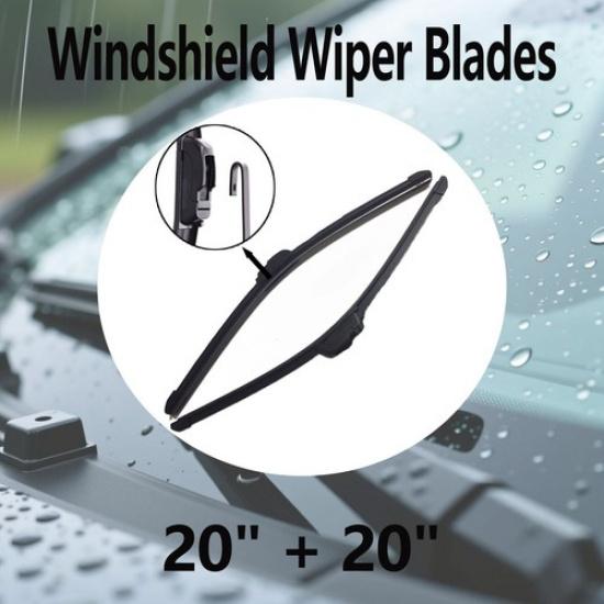 Pack of 2 Windshield Wiper Blades J-hook 20  & 20 Bracketless Frameless Black US
