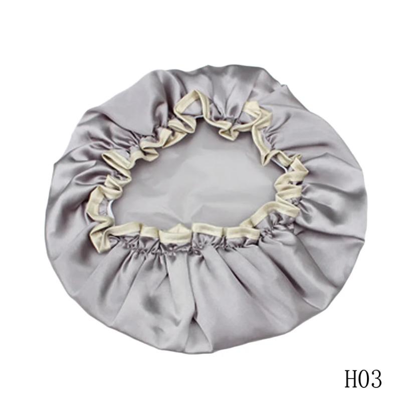 1pc Lovely Thick Women Shower Satin Hats Colorful Bath Shower Caps Hair Cover Double waterproof Bathing Cap Wholesale