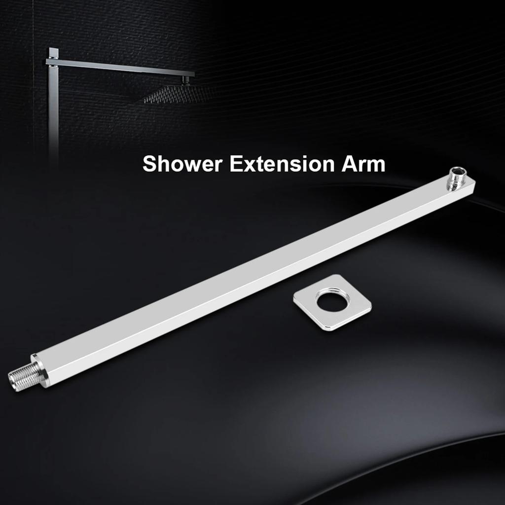 60cm Square Shower Head Extension Arm Wall Mounted Stainless Steel Rainfall Extend Pipe Tube Shower Holder Arm Bathroom Tools